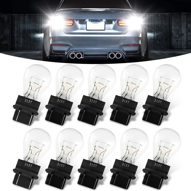 Flygun 10 PCS 3157 Mini Car Brake Light Bulb, 12V 21/5W Waterproof Vehicle Side Marker Tail Light Bulb Replacements, Universal Automotive Taillight Accessories for Truck SUV Car (White Light) - Image 1